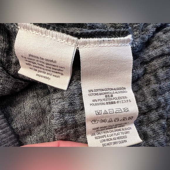 We The Free Charcoal South Side Waffle Knit V Neck Long Sleeve Top Size XS - Picture 4 of 6